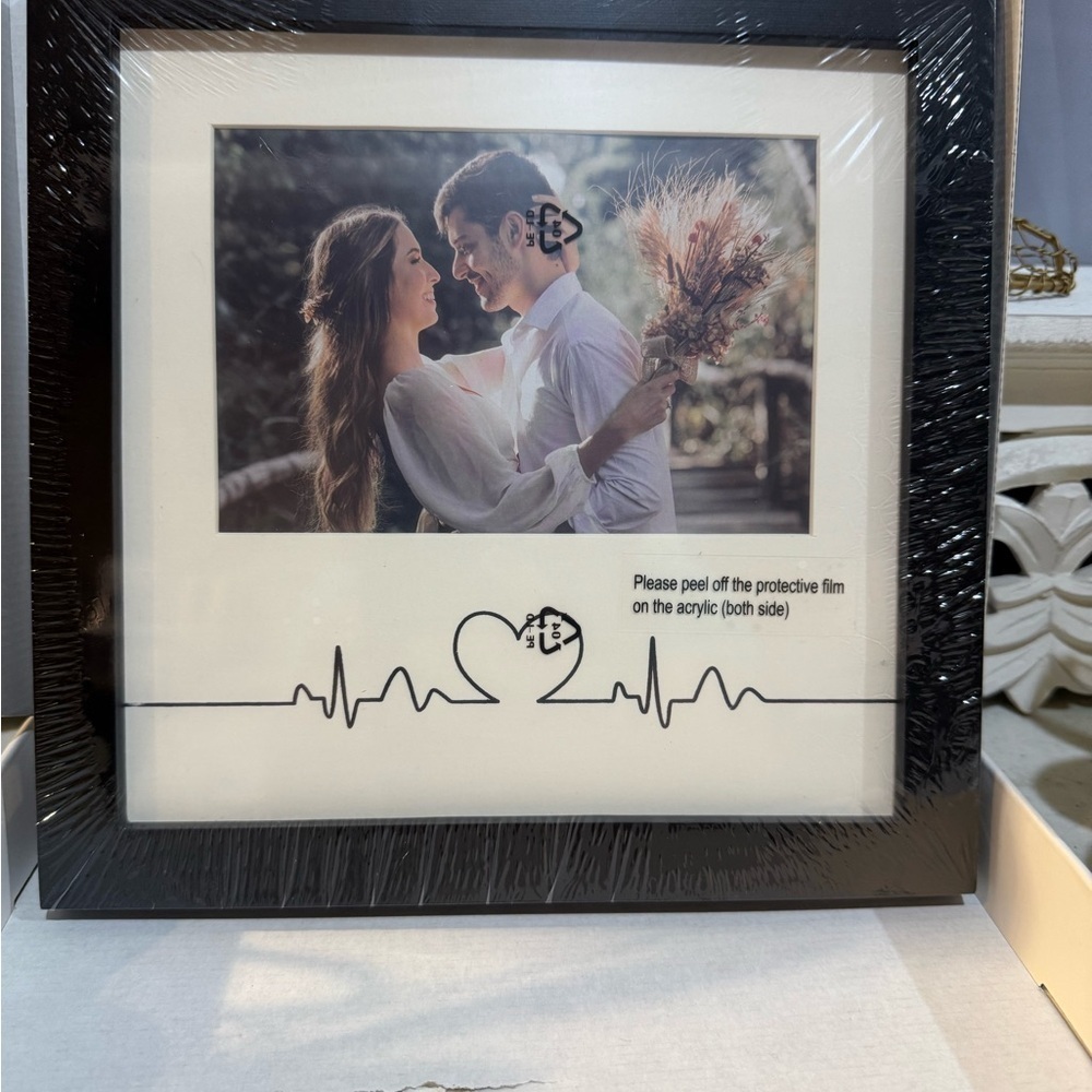 Heart Thumbprint Keepsake Frame Ink Kit Wedding, Shower Gift Black Heartbeat - Picture 2 of 5